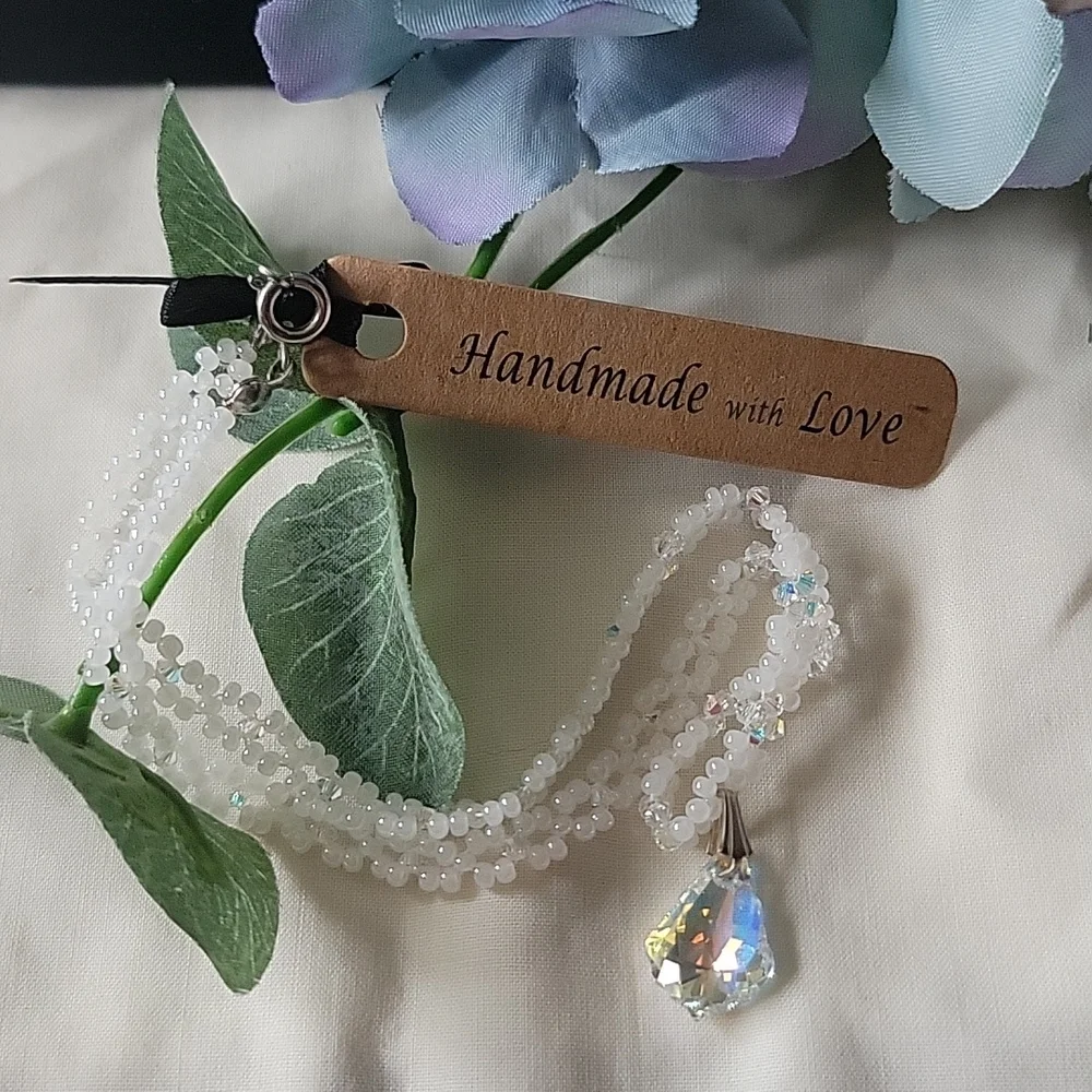 Flower girl crystal necklace